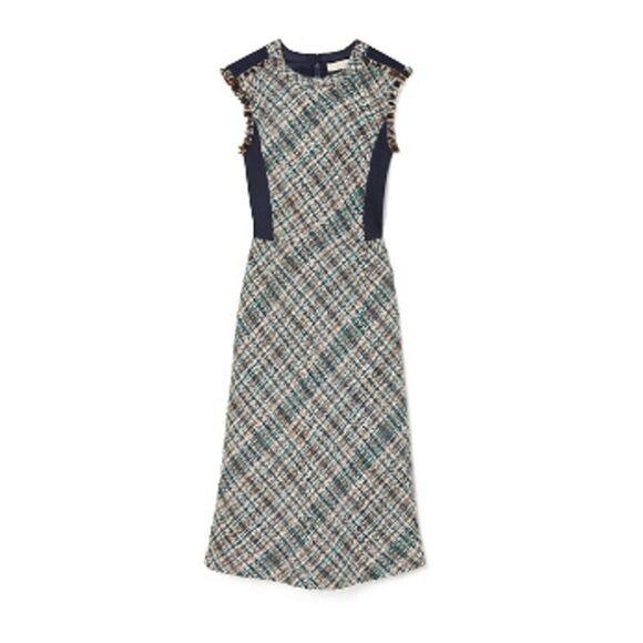 Tory Burch Dresses & Skirts - Tory burch autumn Tweed Sleeveless Pencil Dress Contrast Ponte Stretch Panels 4